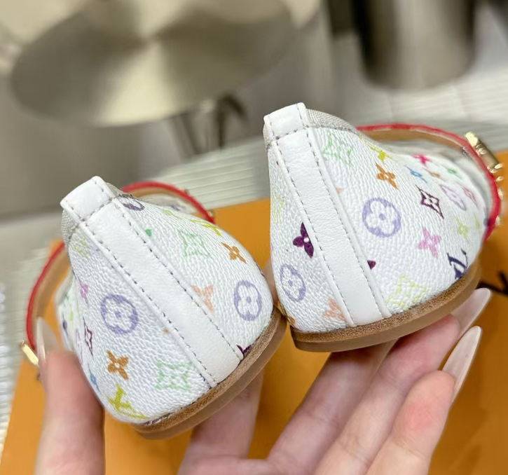 Foreign trade denim slippers color matching sandals one-strap open toe print French style