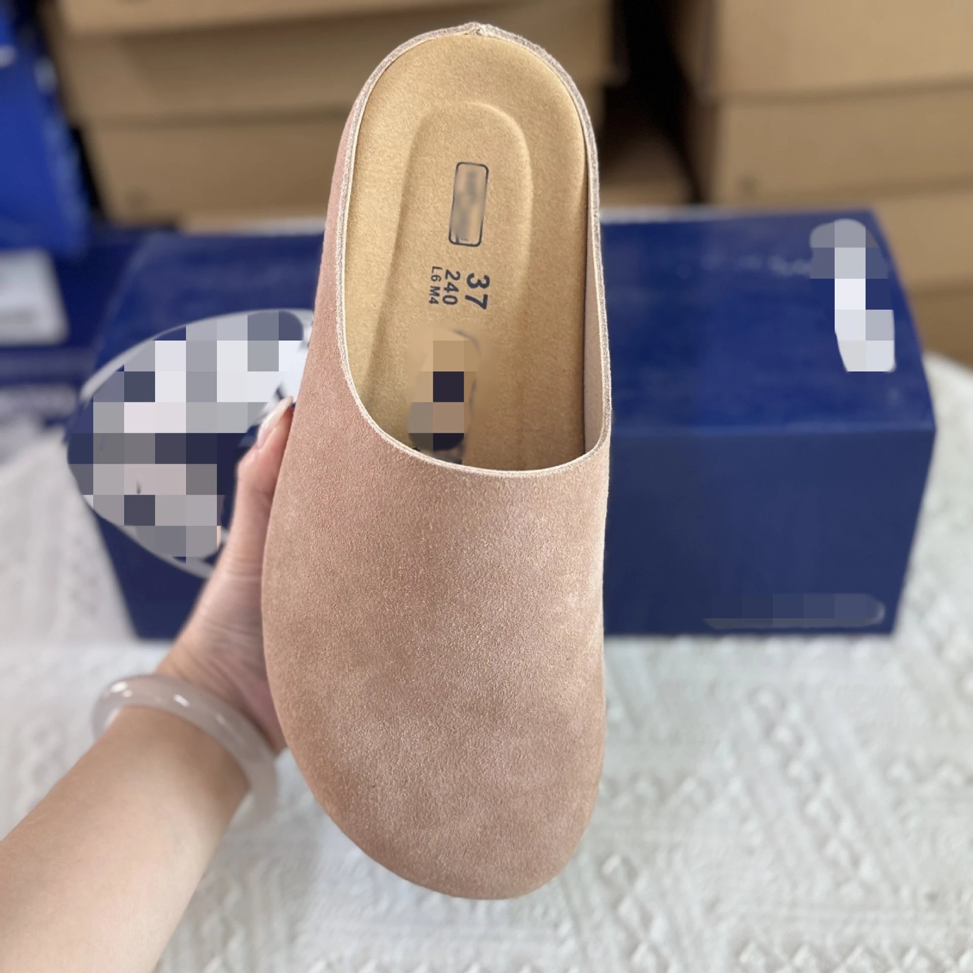 Birkenstock women's smooth leather platform slippers with cork lining