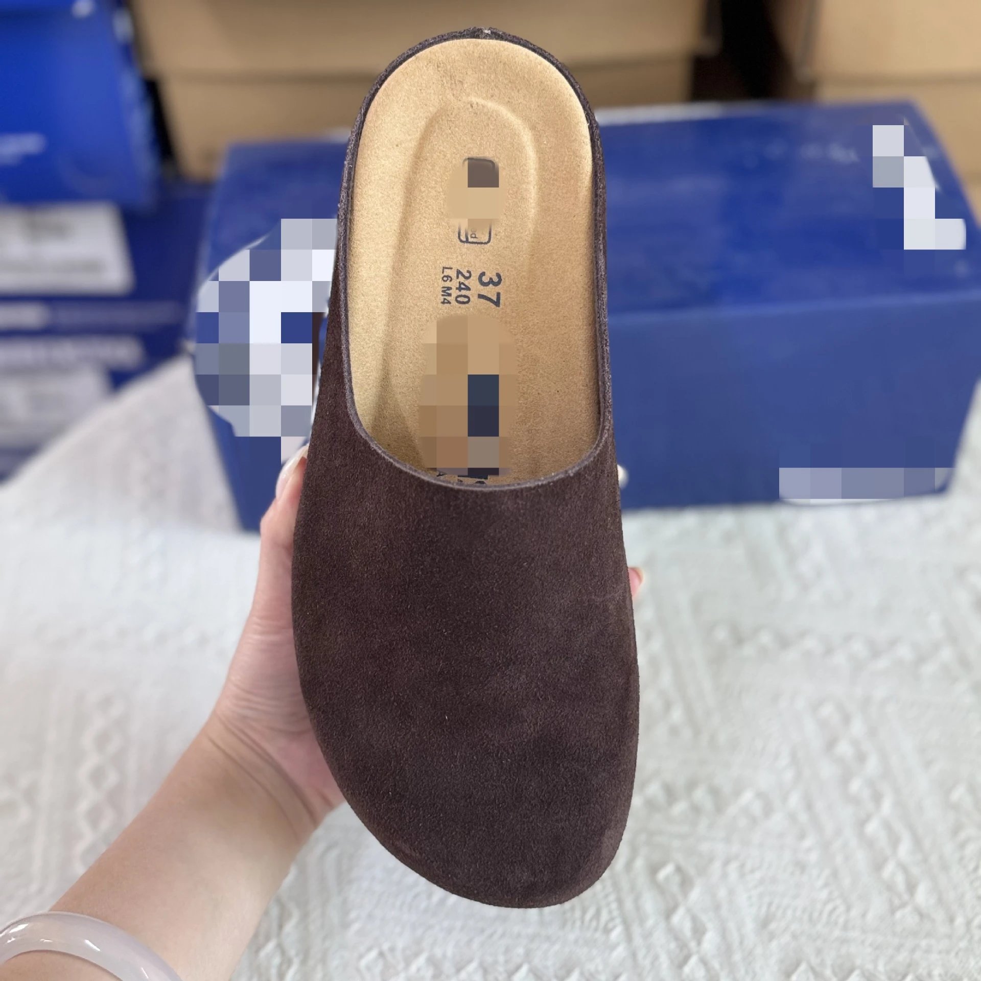 Birkenstock women's smooth leather platform slippers with cork lining