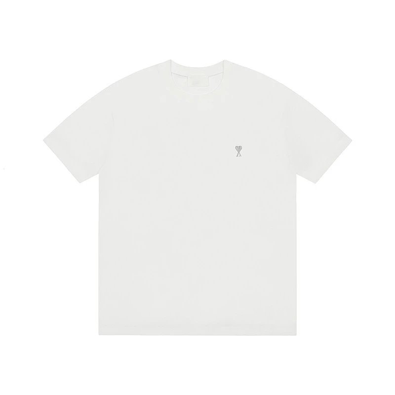 AMI Short Sleeve Letter 25ss New Spring/Summer Fashion Brand Pure Cotton Loose and Versatile