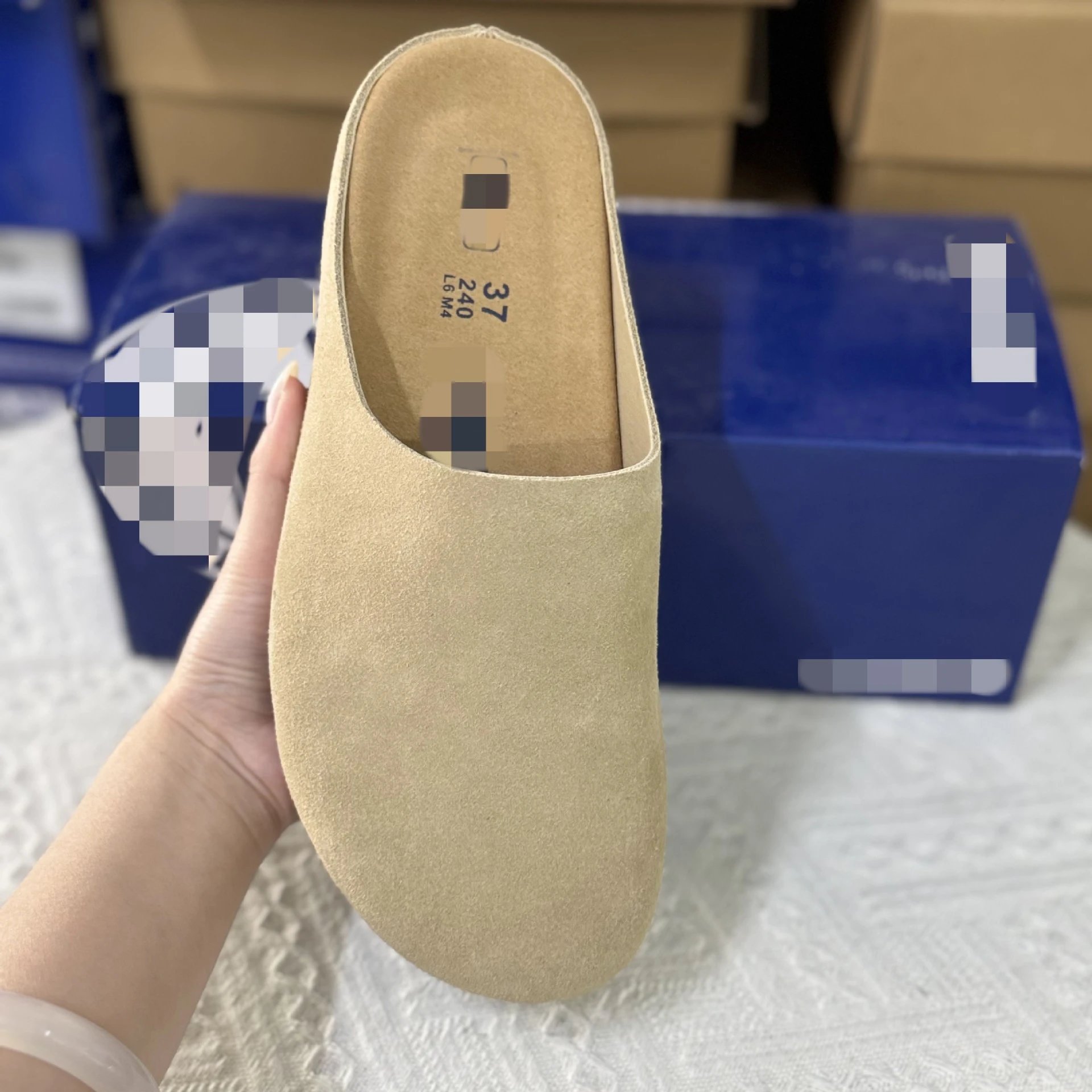 Birkenstock women's smooth leather platform slippers with cork lining