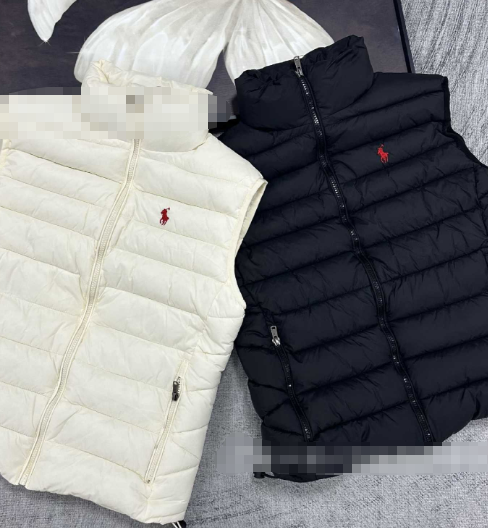 PRL Stand collar pony embroidery old money style vest solid color cotton waistcoat commuter