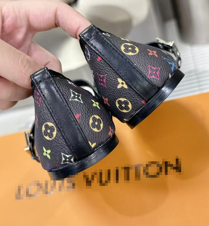 Foreign trade denim slippers color matching sandals one-strap open toe print French style