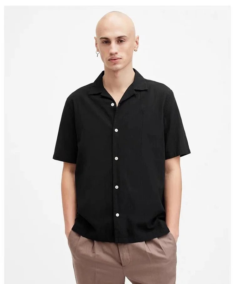 All Satins Men's Linen Cuban Collar Shirt 3156-05