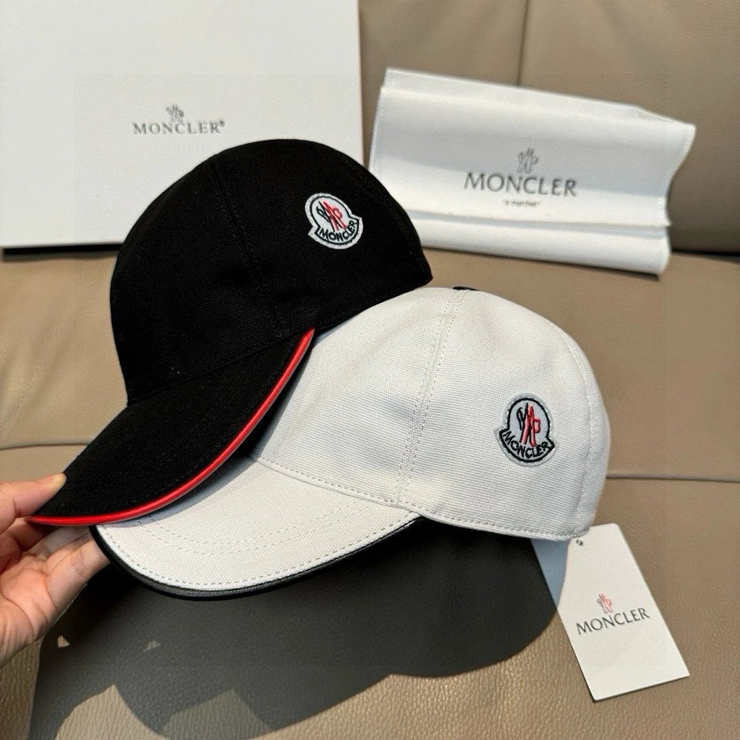 Moncler Hats Logo Patch Baseball Cap with Contrast Trim image 3