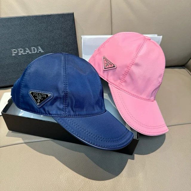 Prada Hats Triangle Plaque Nylon Baseball Cap product detail image 37