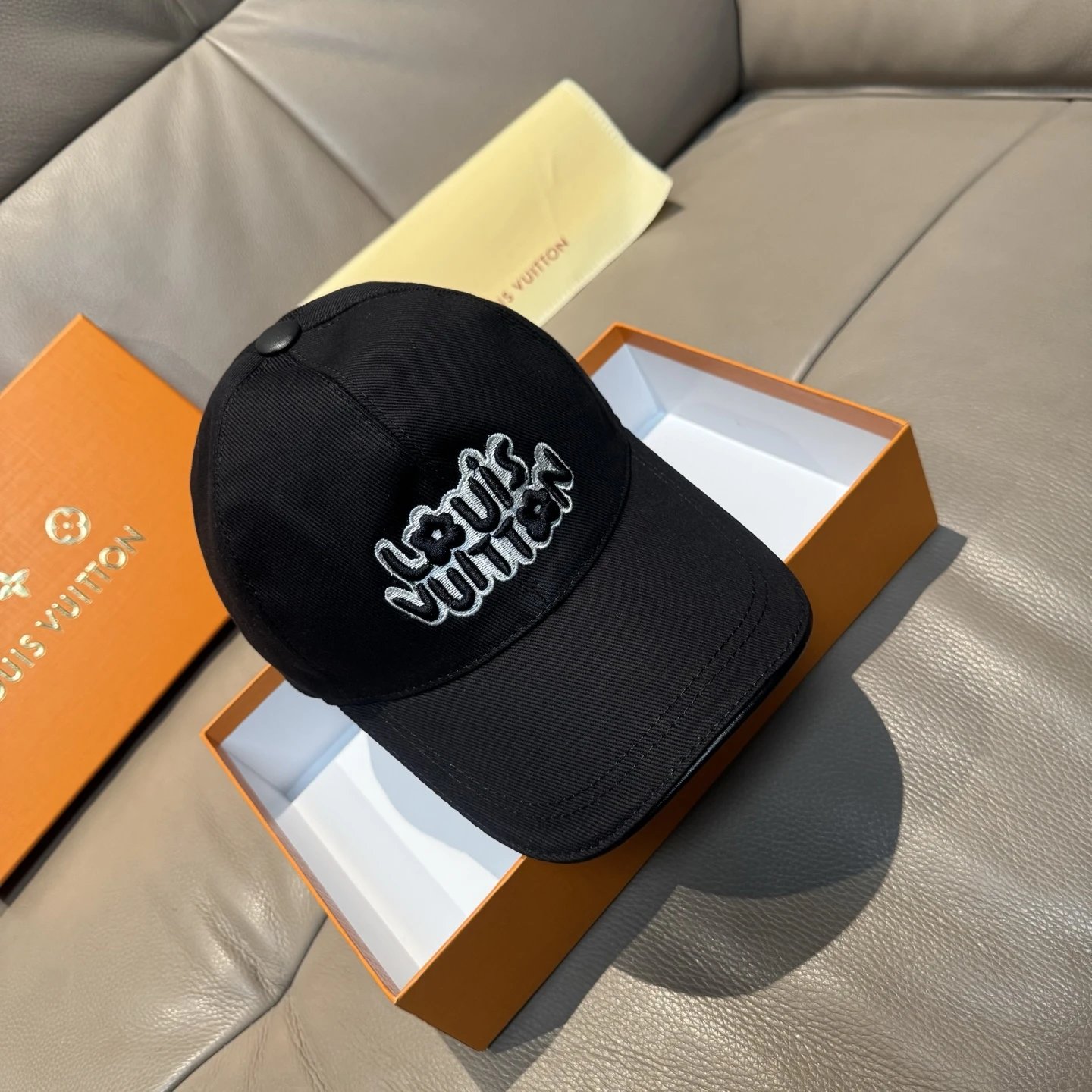 Black Louis Vuitton Embroidered Baseball Cap