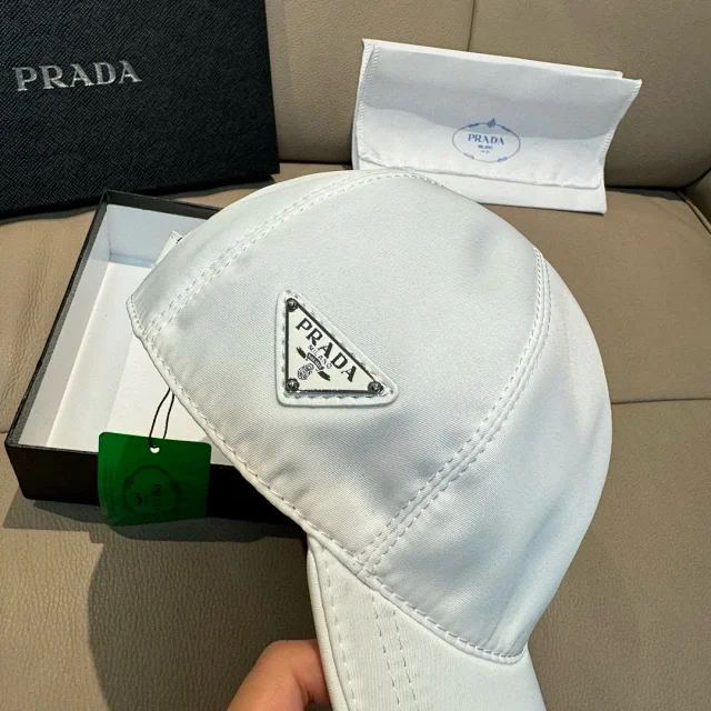 Prada Hats Triangle Plaque Nylon Baseball Cap product detail image 39