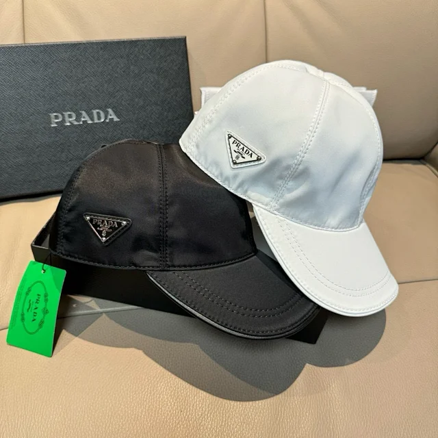 Prada Hats Triangle Plaque Nylon Baseball Cap product detail image 36
