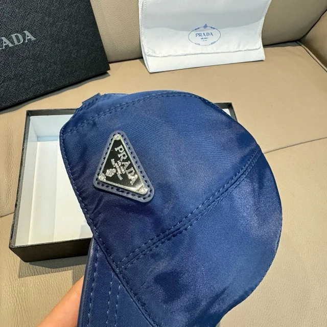 Prada Hats Triangle Plaque Nylon Baseball Cap product detail image 58