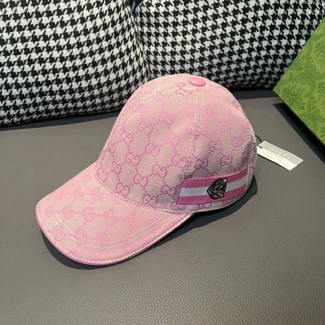 Pink Gucci Monogram Baseball Cap