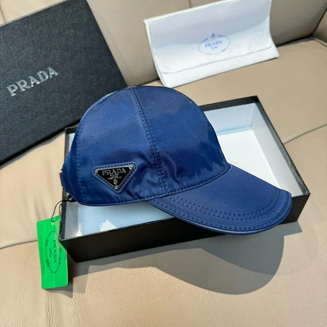Prada Hats Triangle Plaque Nylon Baseball Cap product detail image 55