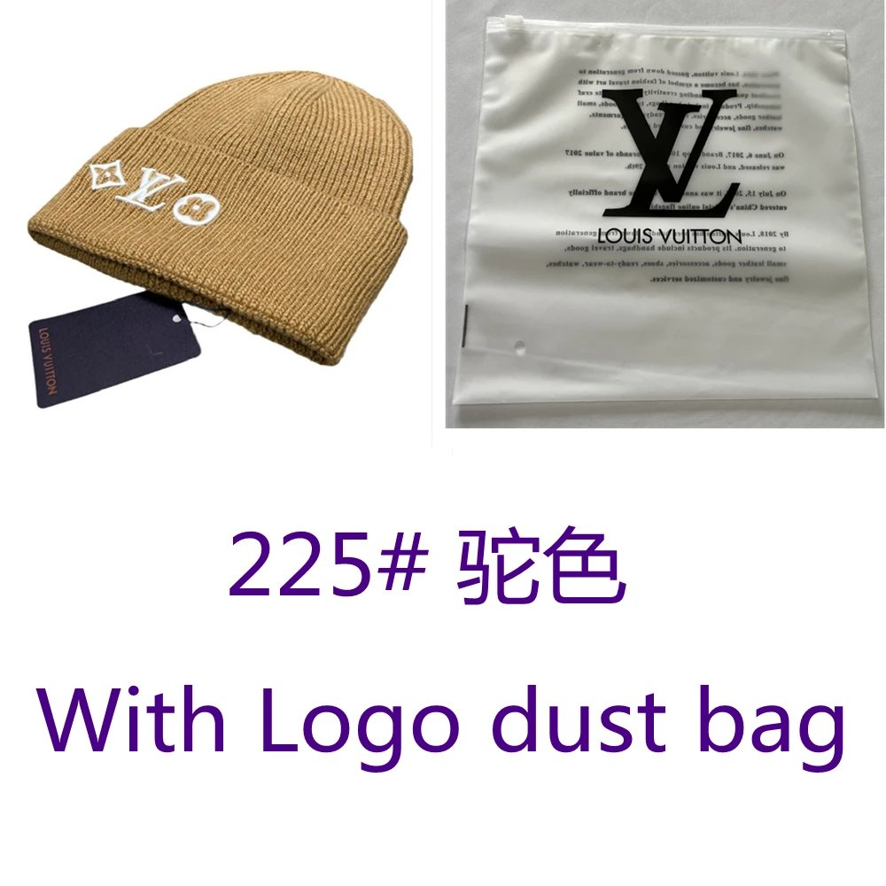 Louis Vuitton Hats Rib-knit beanie with embroidered LV Monogram — 225# Camel dust bag