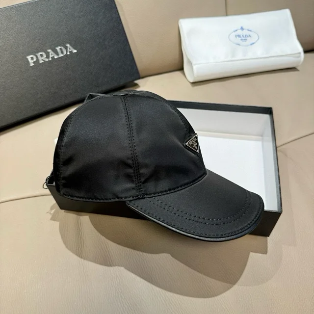 Prada Hats Triangle Plaque Nylon Baseball Cap product detail image 6