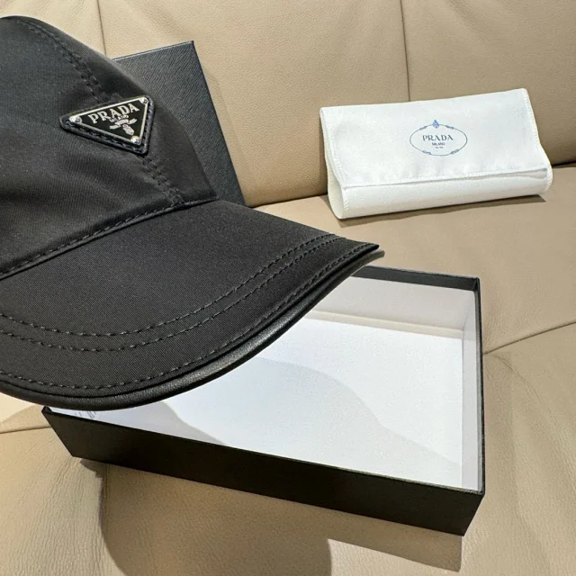 Prada Hats Triangle Plaque Nylon Baseball Cap product detail image 7