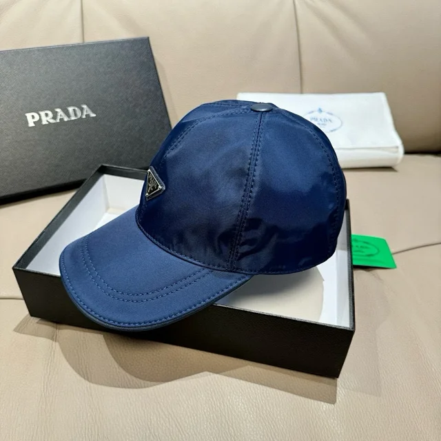 Prada Hats Triangle Plaque Nylon Baseball Cap product detail image 11