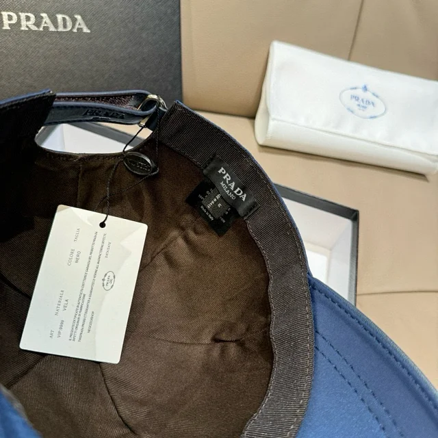 Prada Hats Triangle Plaque Nylon Baseball Cap product detail image 16