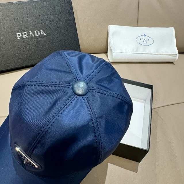 Prada Hats Triangle Plaque Nylon Baseball Cap product detail image 13