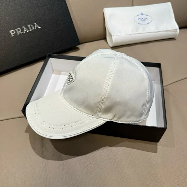 Prada Hats Triangle Plaque Nylon Baseball Cap product detail image 32