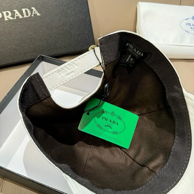Prada Hats Triangle Plaque Nylon Baseball Cap product detail image 35
