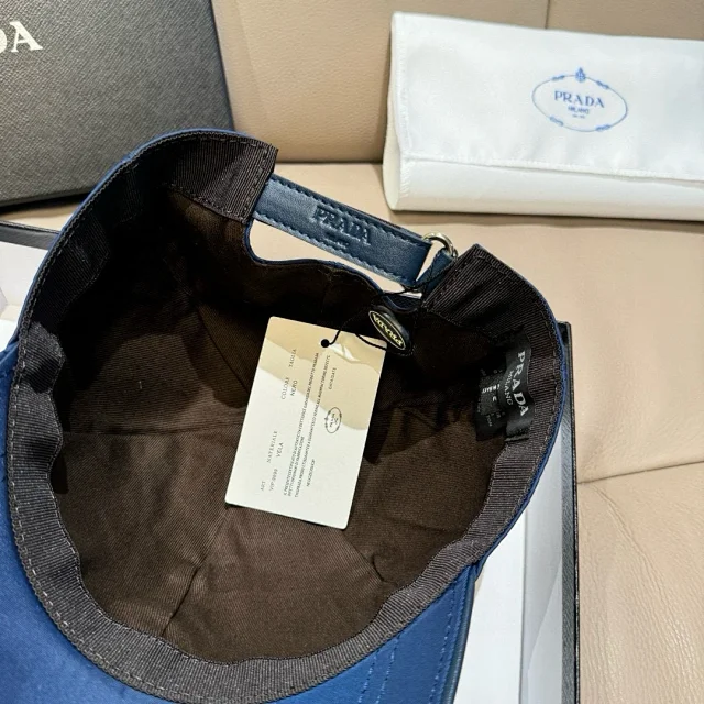 Prada Hats Triangle Plaque Nylon Baseball Cap product detail image 17