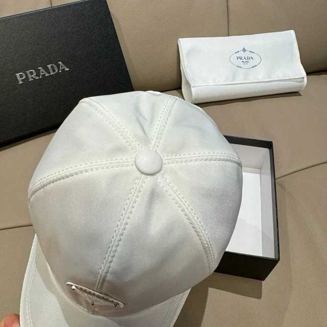 Prada Hats Triangle Plaque Nylon Baseball Cap product detail image 31