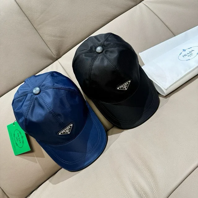 Prada Hats Triangle Plaque Nylon Baseball Cap product detail image 9