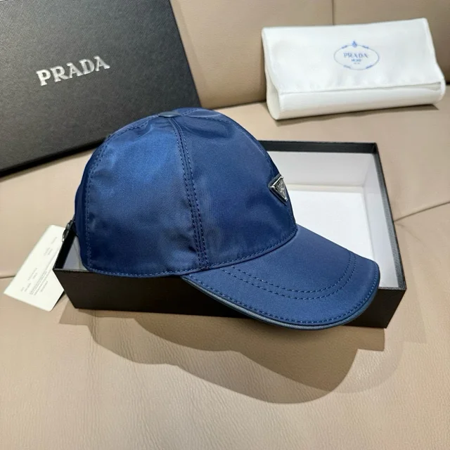 Prada Hats Triangle Plaque Nylon Baseball Cap product detail image 14