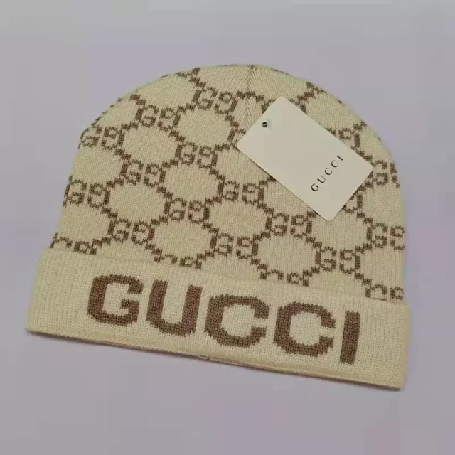 Gucci Hats GG monogram knit beanie product detail image 4