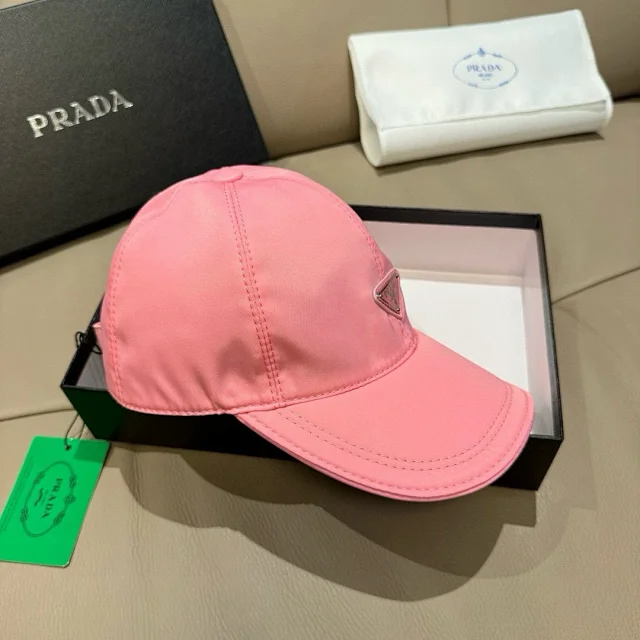 Prada Hats Triangle Plaque Nylon Baseball Cap product detail image 23