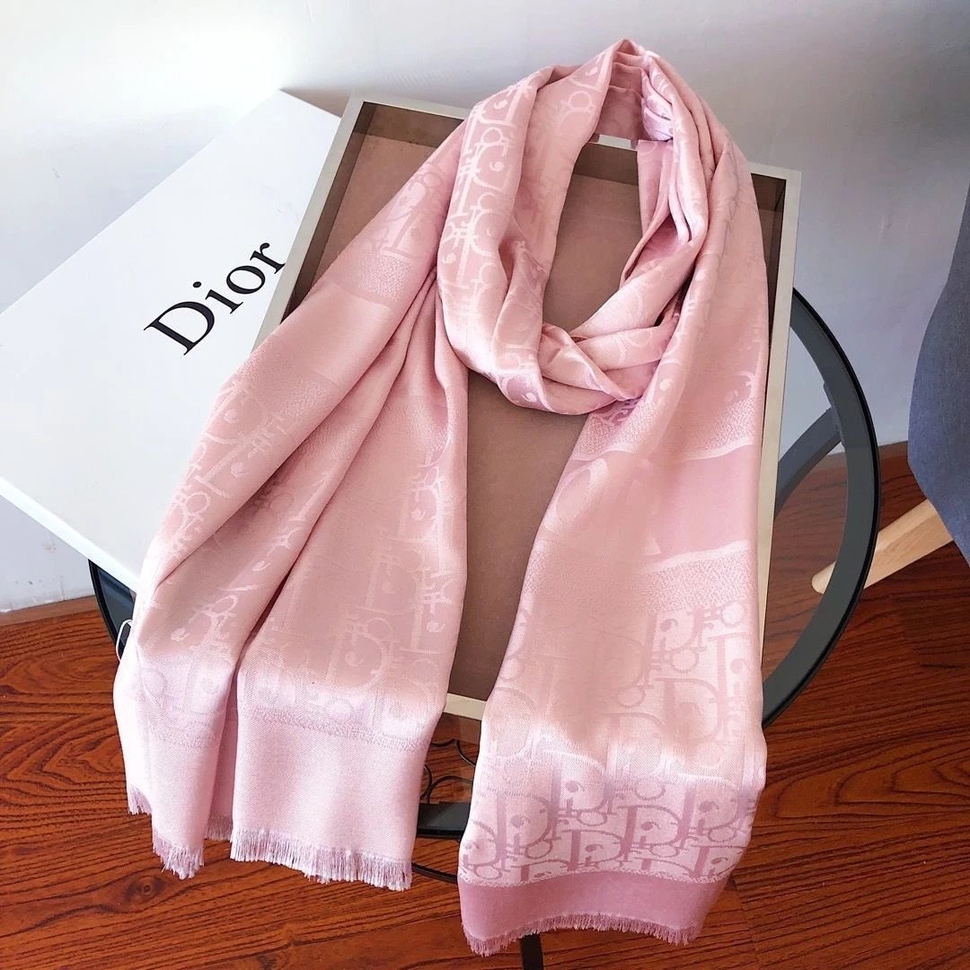 Pink Dior Monogram Scarf