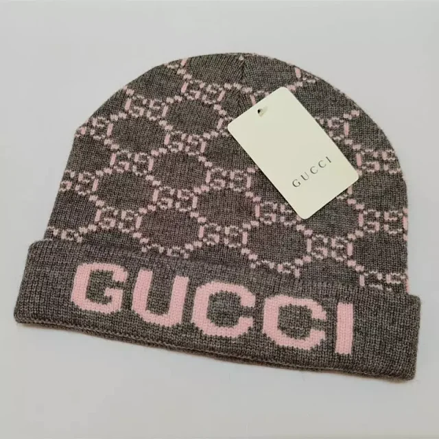 Gucci Hats GG monogram knit beanie product detail image 5