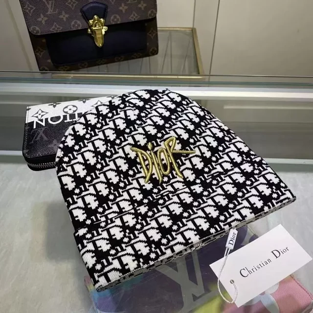 Dior Hats Oblique Logo Knit Beanie product detail image 2
