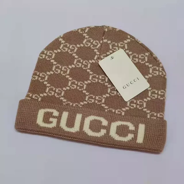 Gucci Hats GG monogram knit beanie product detail image 6
