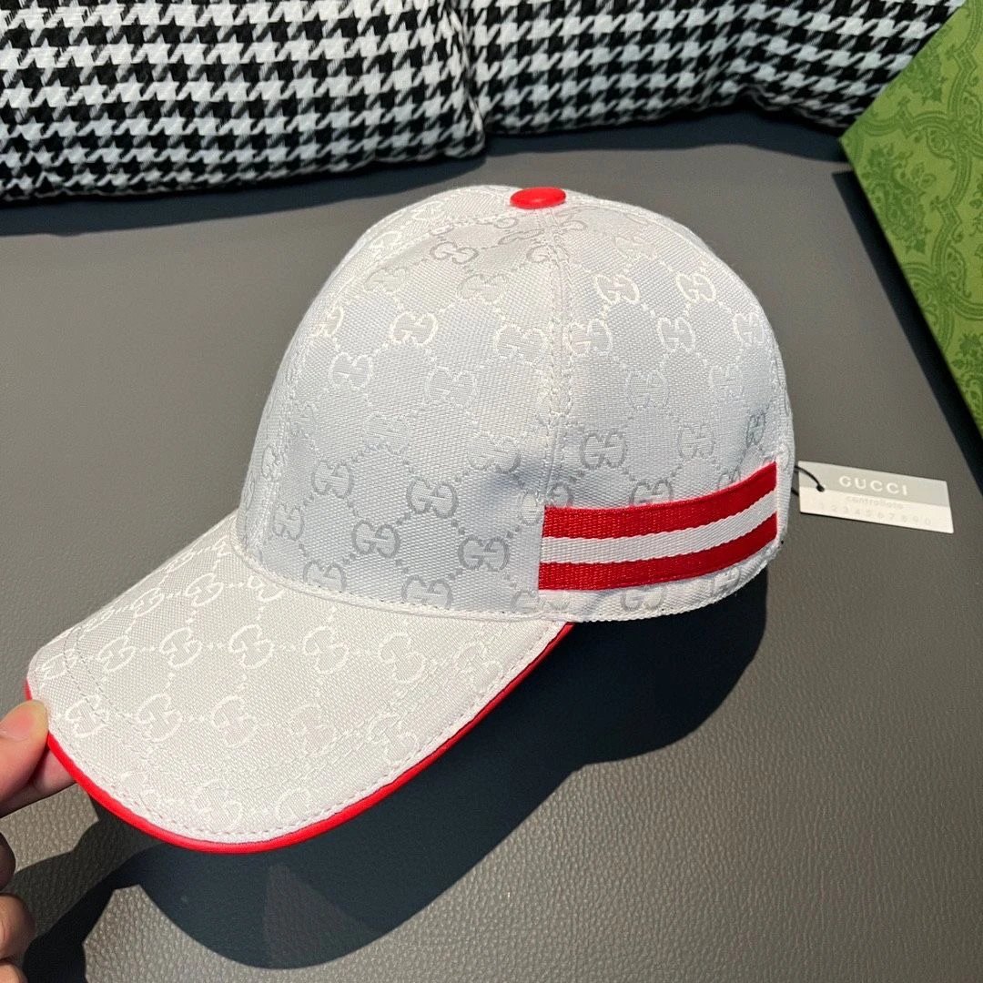 Gucci Hats GG monogram baseball cap with striped side band image 4