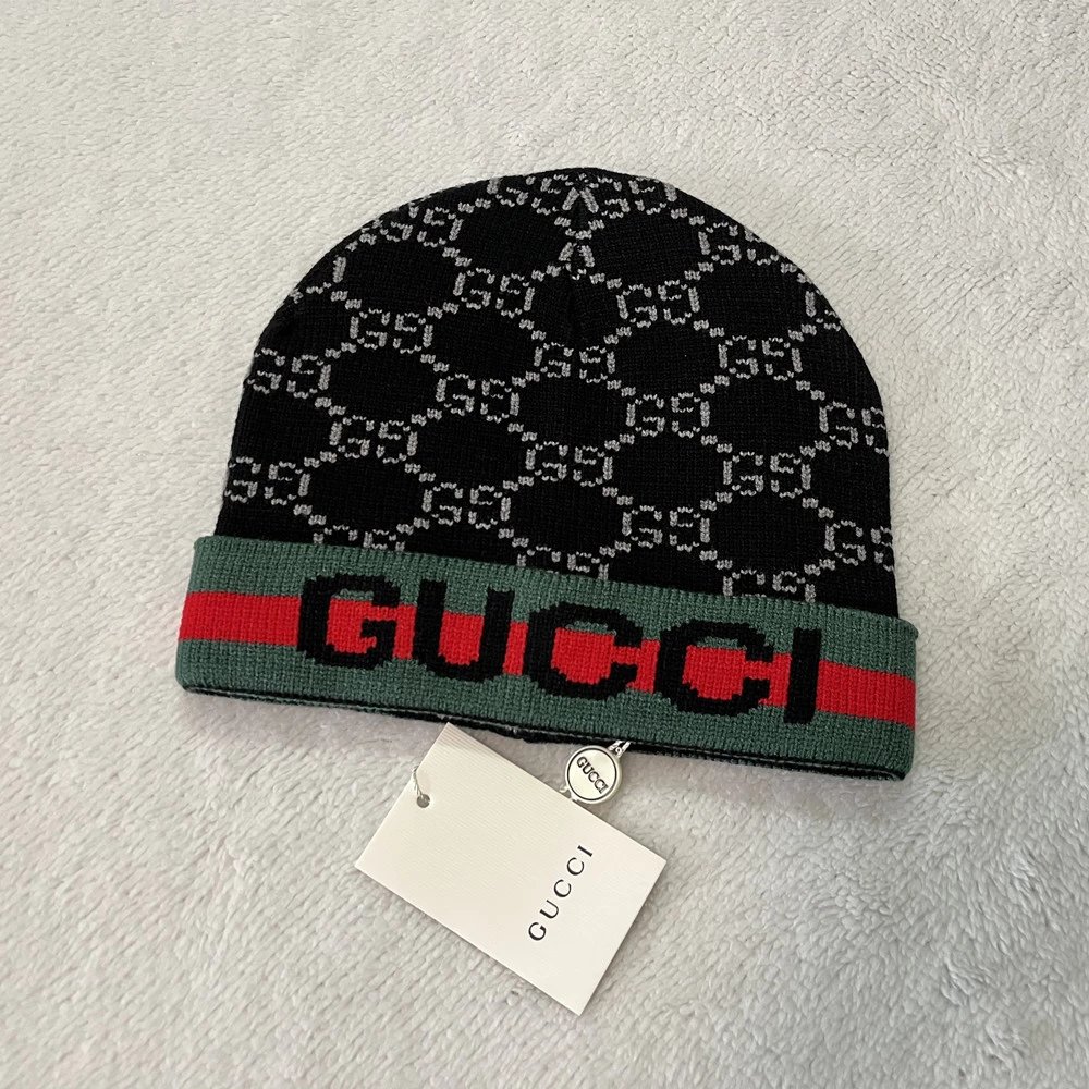 Gucci Hats GG Monogram Striped Knit Beanie image 7