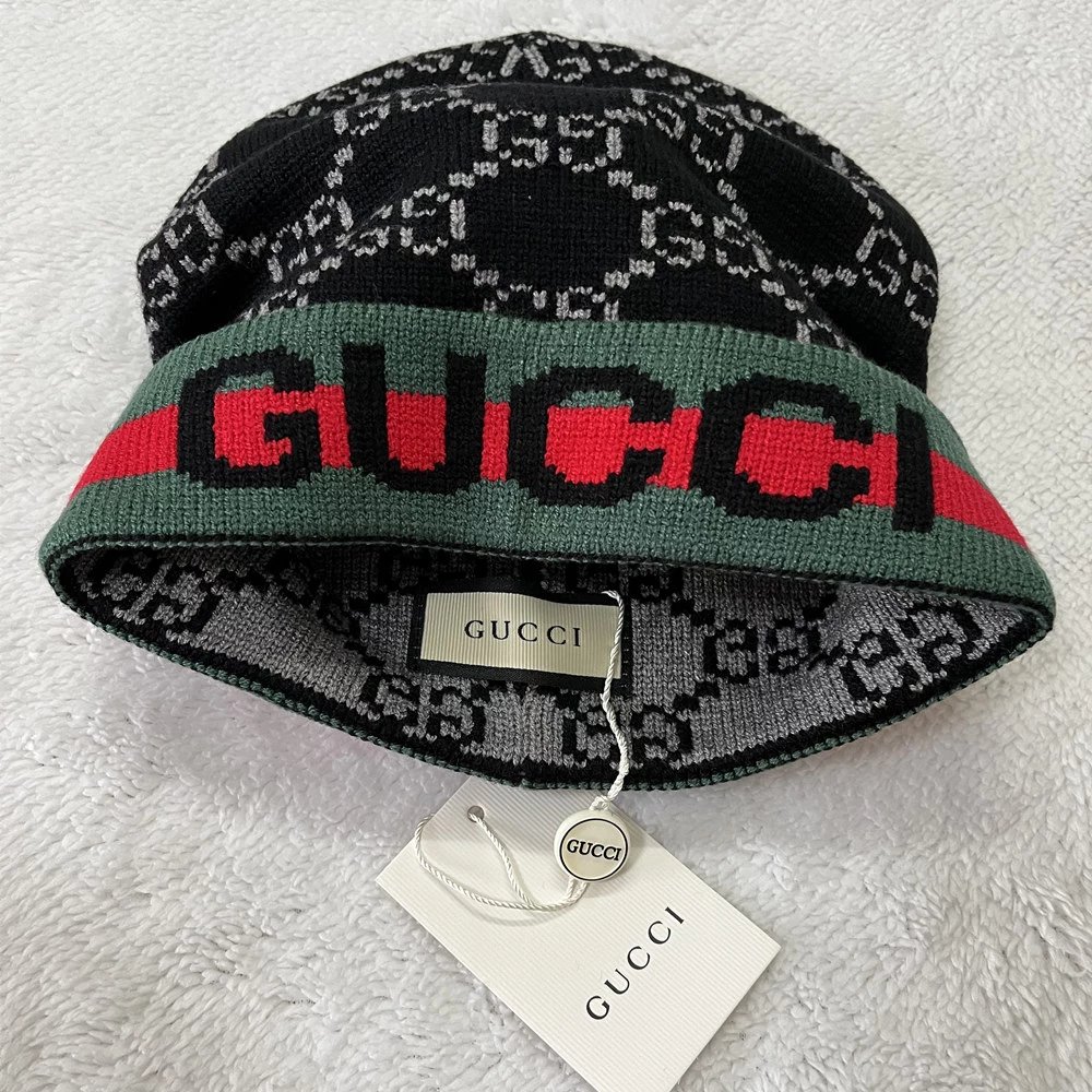 Gucci Hats GG Monogram Striped Knit Beanie image 12