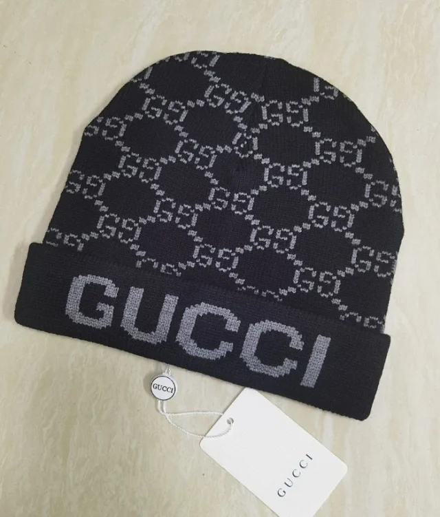 Gucci Hats GG monogram knit beanie product detail image 2