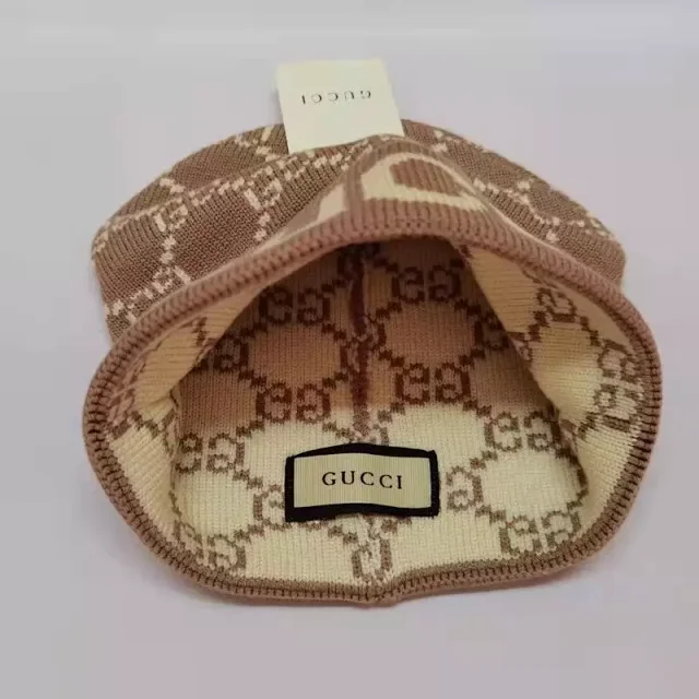 Gucci Hats GG monogram knit beanie product detail image 7