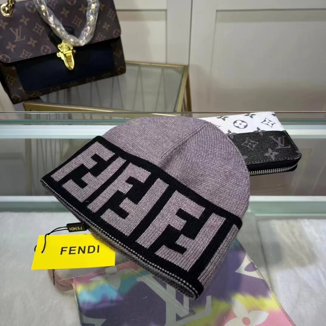 Fendi Hats Knitted FF Logo Beanie image 6