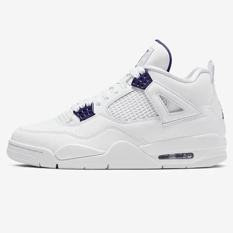 AJ4 White Purple Metallic Buckle
