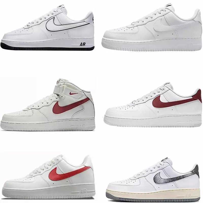 Air Force 1 AF1 White/Red, White/Black, White/Gray Oxidation, Pure White Unisex Sneakers 315123-126/CZ0326-100/DV0788-103/DV7183-100/315122-111