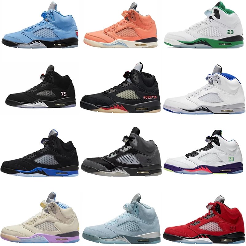 Air Jordan 5 AJ5 Joe 5 Black Blue Royal Blue Ice Blue Lake Blue Black Red North Carolina Blue White Green Oreo Black Cicada Wings Co-branded White Purple White Red Beige Gray Georgetown Bulls Red Black Silver Paris St. Germain AMM Co-branded Black, White and Blue Oxide Basketball Shoes Men's Shoes Women's Shoes