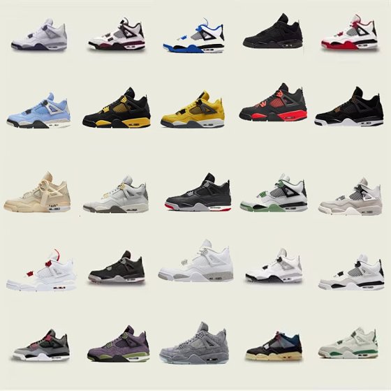 Air Jordan 4, Qiao 4, AJ4, Electric Mother Lightning, Black and Red Thunder, Electric Heating Lava, White Cement Sail, White Gold, Infrared Cool Gray, Mouse Grey White, Green Metal Buckle, OW Collaboration, White Sail, Cicada Wings, White Gray, Splash Ink, South Coast, Black Blue, North Carolina, Blue Brown, Red Army, Green Basketball Shoes, Men's Shoes, Women's Shoes