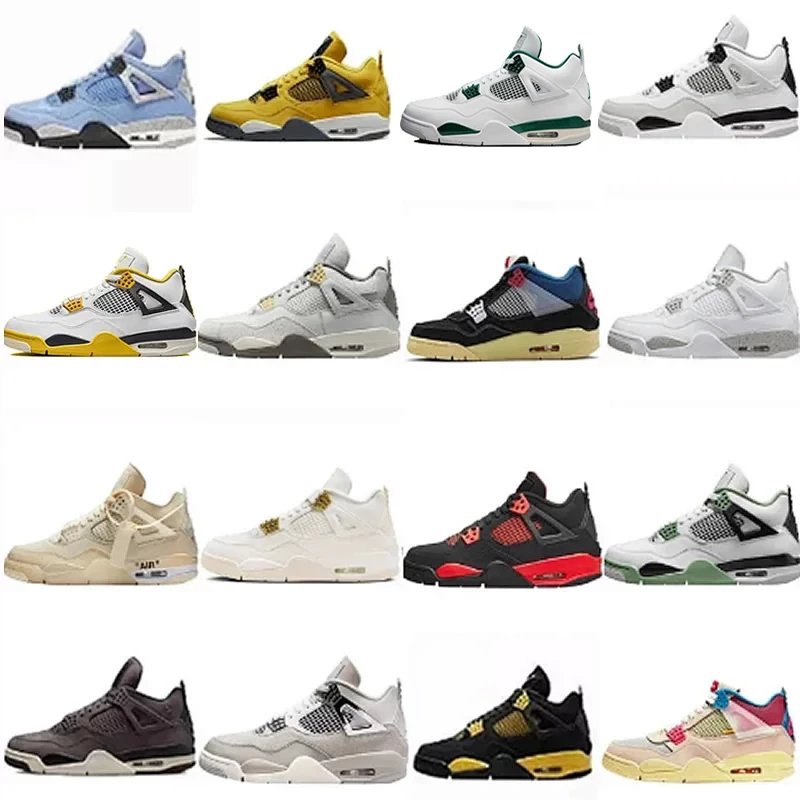 Air Jordan 4 AJ4 Initial Machine Purple Electric Mother Black Yellow White Yellow Grey Rabbit Black Red Thunder Sage White Cement White Green OW Co branded White Sail Cicada Wing Union Desert Moss Knight Black Blue University Blue Brown Red Sail Platinum Basketball Shoes Men's Shoes Women's Shoes
