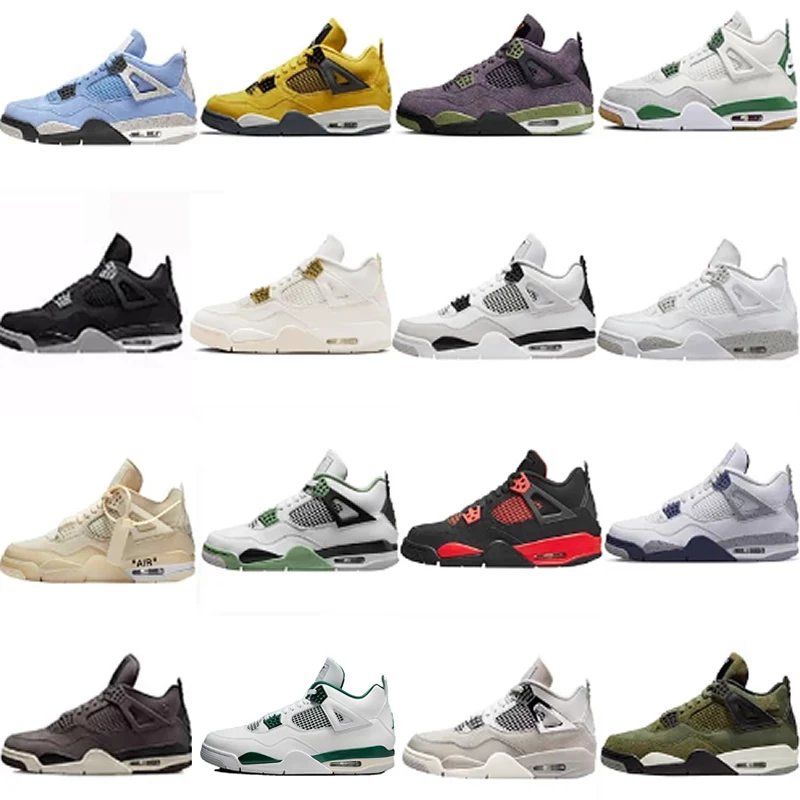 Joe 4 AJ4 Small Am Black Canvas Electric Mother Black Yellow Lightning Gray Bunny Black Red Thunderbolt North Carolina Blue Small White Cement Black Gold White Green OW co-branded White Sail Cicada Union South Coast Knight Black Blue Brown Red Sail Platinum Basketball Shoes Men's and Women's
