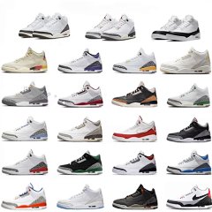 Air Jordan 3 AJ3 Tokyo Edition Fire Red Jordan 3 Black Green White Purple Denim Elephant Print White Grey Cherry Blossom Pink Cool Grey Black Cement White Green Camo Patchwork UNC Blue White Blue White Cat Fragment Lightning Triple Black White Red Swoosh Basketball Shoes for Men and Women