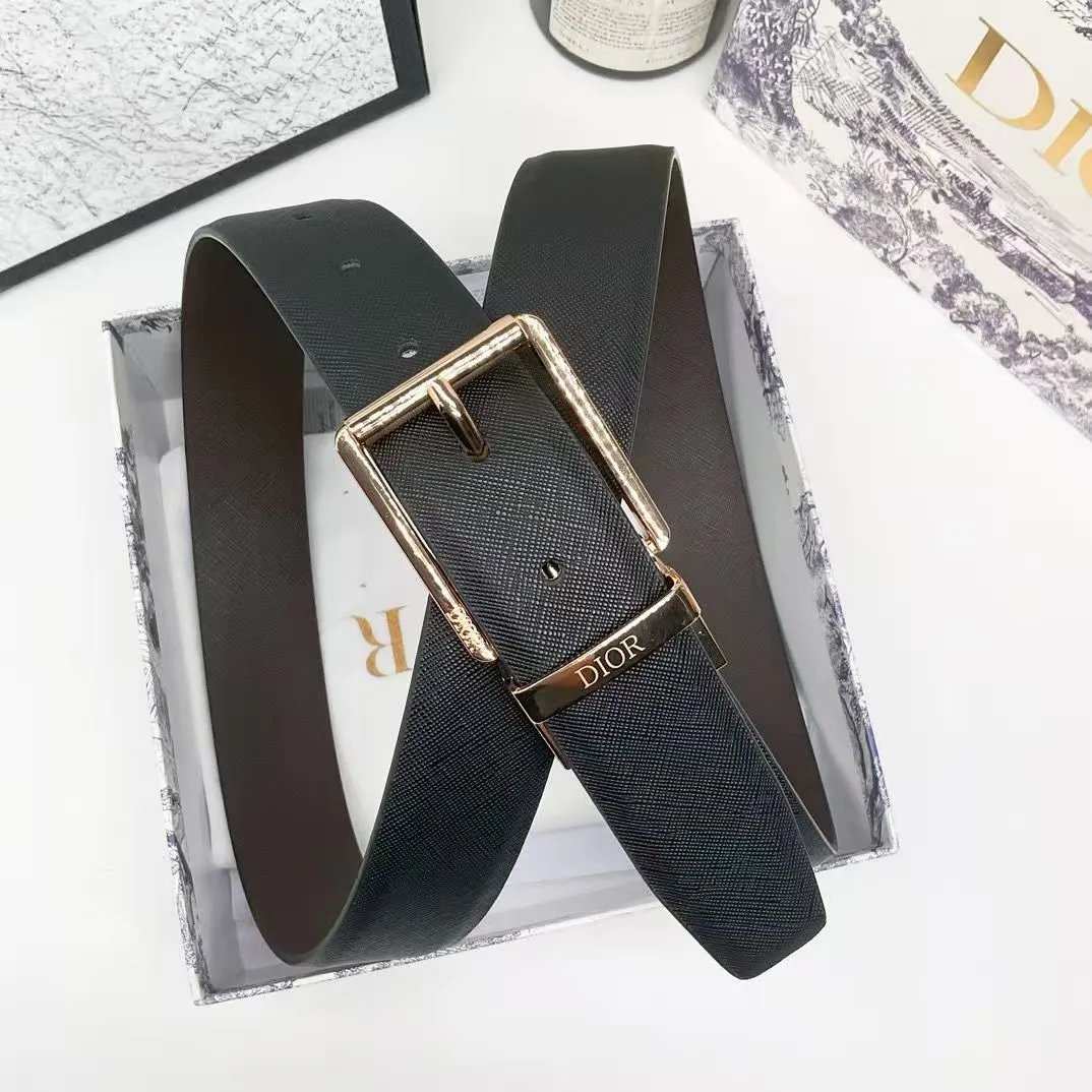 Dior Belts Reversible buckle belt — DIOR button 3