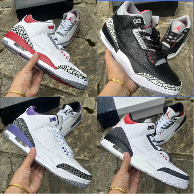 AJ3 Black Cement Multi Color Basketball Shoe
