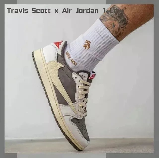 TS AJ1 Low White/Brown Reverse Swoosh
